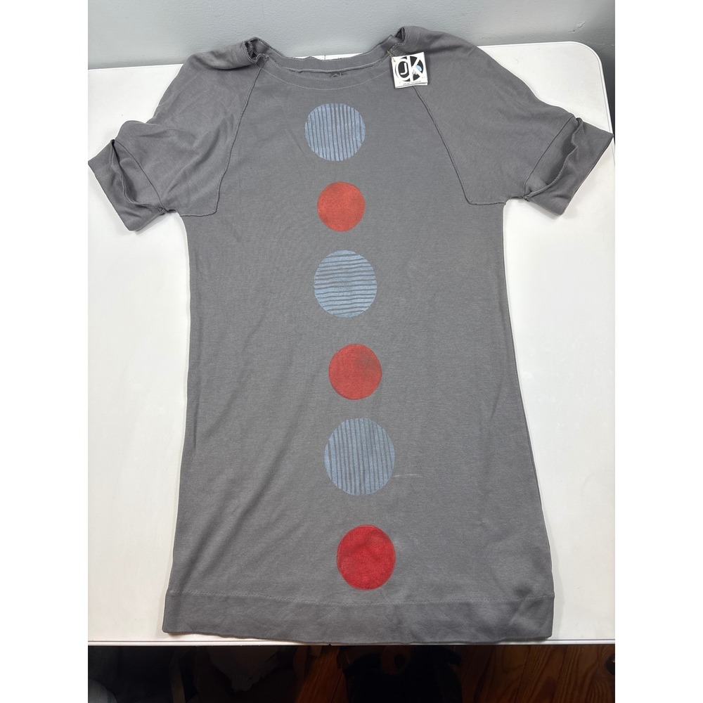 CJK Print Studio Grey Circle Stripes Dress Organic Modal Cotton Hand Printed SM